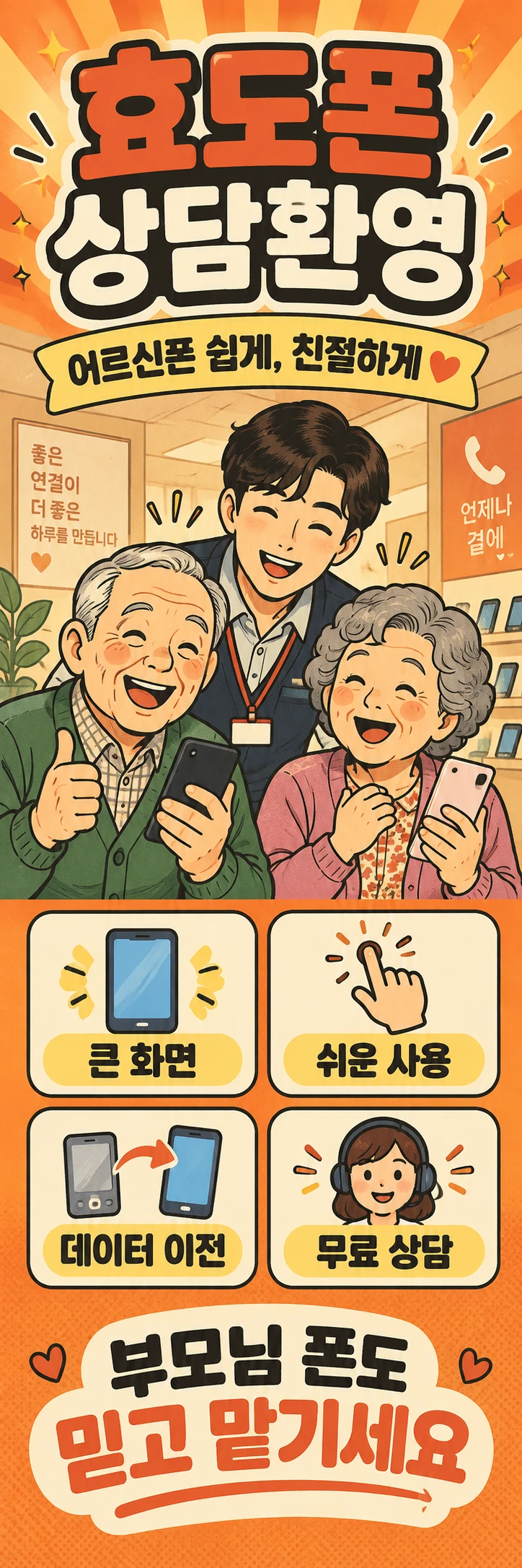 B-018 효도폰 휴대폰 매장 메쉬배너 디자인